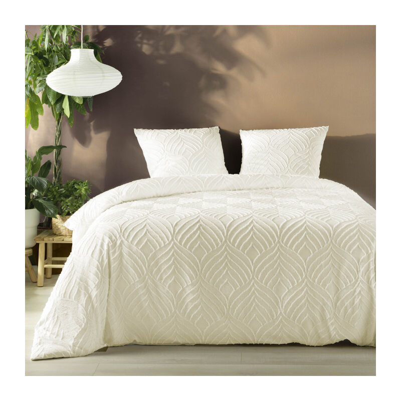 Parure 3 pièces 220x240cm tufté ivoire - 220x240cm - Ivoire