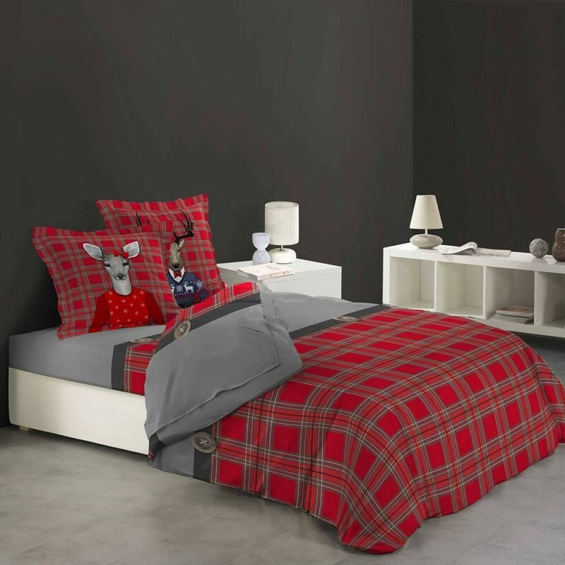 Douceur D'intérieur - Parure 4 pièces Cerafine 2 personnes 100% coton flanelle DH140