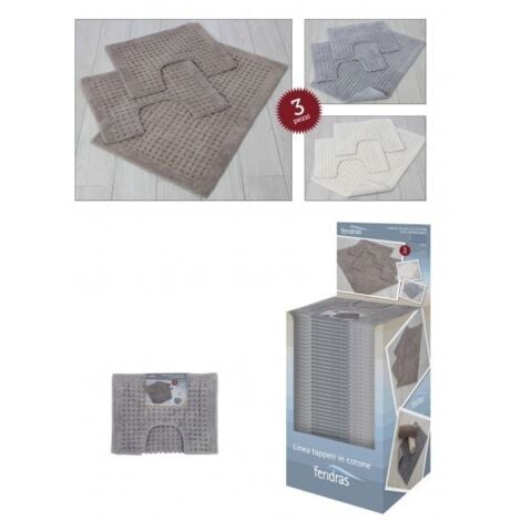 PARURE BAGNO 3 PEZZI COTONE ANTISCIVOLO COLORI ASSORTITI