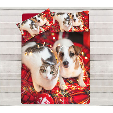 Parure Copripiumino Coppia Federe Letto 100% Cotone Sogni D'oro Disegno Puppies, misuraSingolocolorePuppies