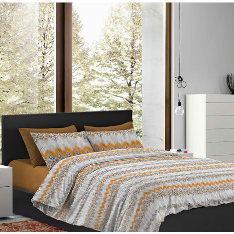 Parure Copripiumino Matrimoniale Sacco e Federe Due Piazze Con Stampe Moderne In Morbido Cotone Stampato Letto Due Piazze Disegni Moderni In Più Colori Dis8 Arancio