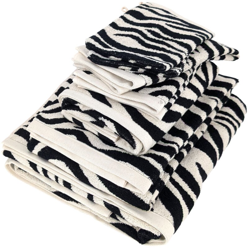 Parure de bain absorbante coton zebra beige 7 pièces