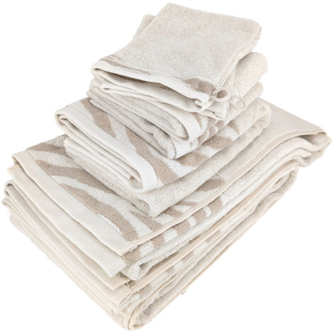 Parure de bain par 7 ZEBRA SOFT uni bord zèbre beige