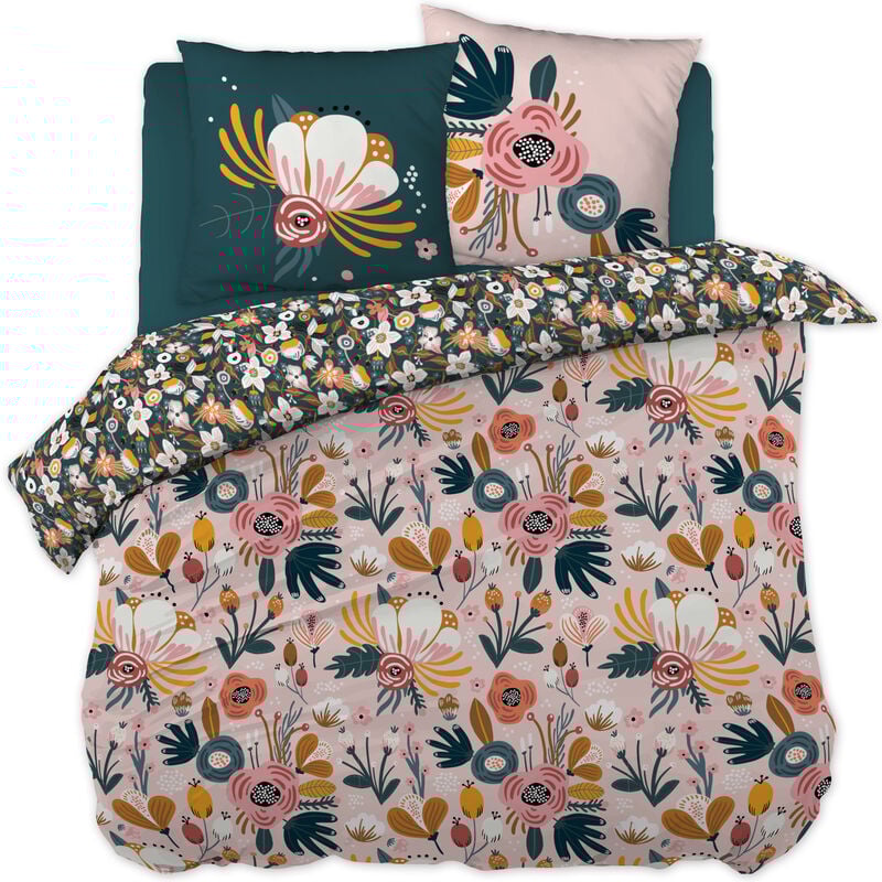 L'effet Papillon - Parure de couette 100% coton 57 fils 240 x 220 cm champetre