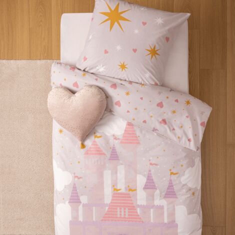 Parure de couette 140 x 200 "Château" Réversible 100% Coton / 57 Fils/cm²
