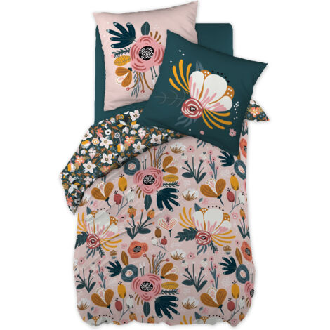 Parure de couette 200x200 coton 57 fils + 2 taies Champetre