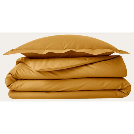 Parure de couette 240 x 220 cm + 2 taie 63 x 63 cm  en percale de coton Curry