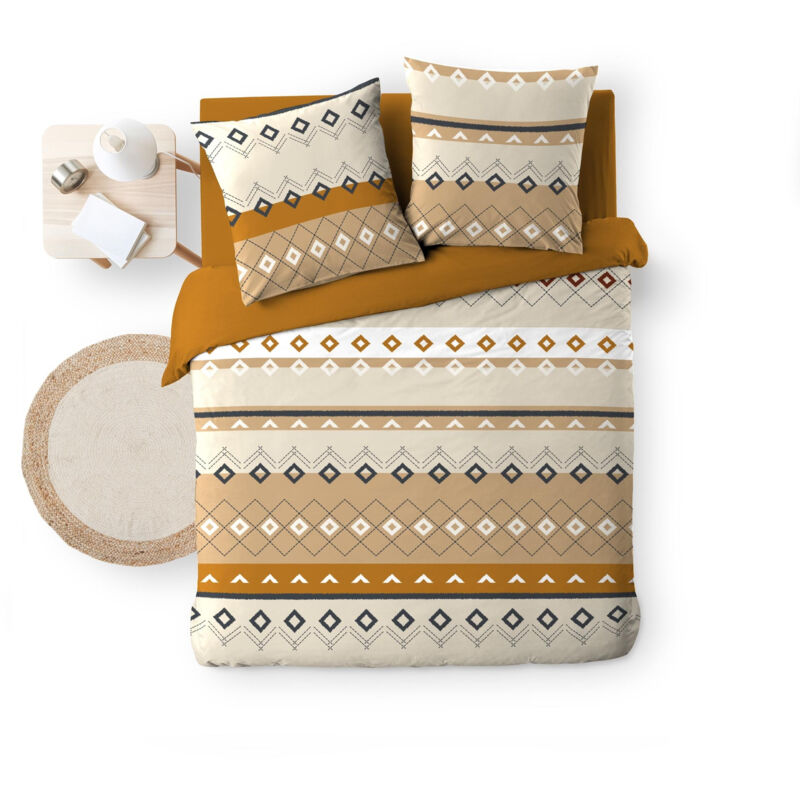 Douceur D'intérieur - Parure de couette 240 x 220 cm coton 42 fils + 2 taies Xenati