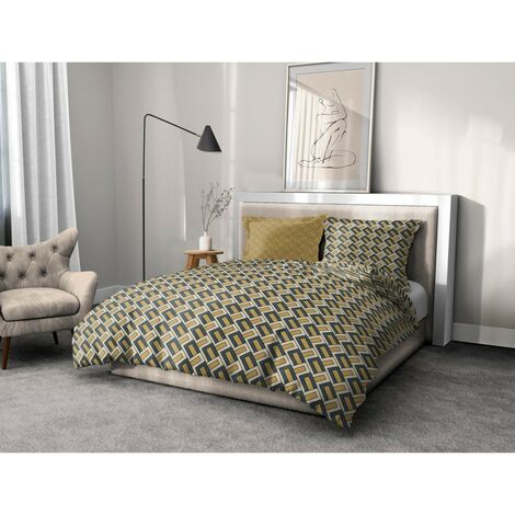 Parure de couette 3 pieces coton 57 fils beige 220 x 240 cm - MINERVA