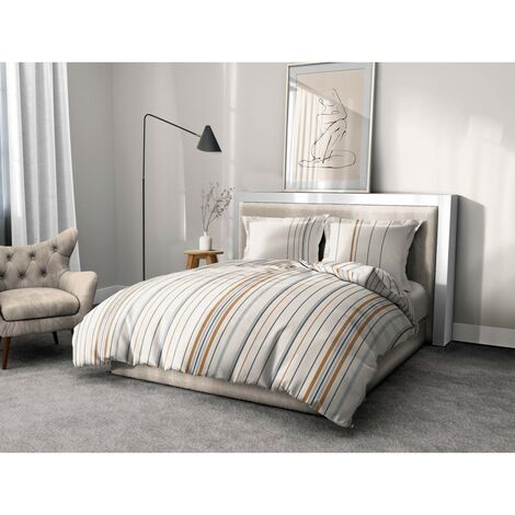 Parure de couette 3 pieces coton 57 fils rose 220 x 240 cm - BELLAMY