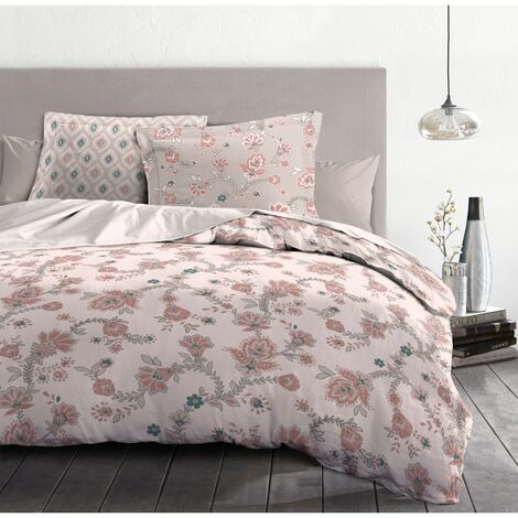 Parure de couette 3 pieces coton 57 fils rose 240 x 260 cm - MARQUISE