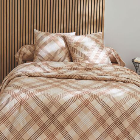 Parure de couette en flanelle au look graphique Beige foncé 200x200 cm