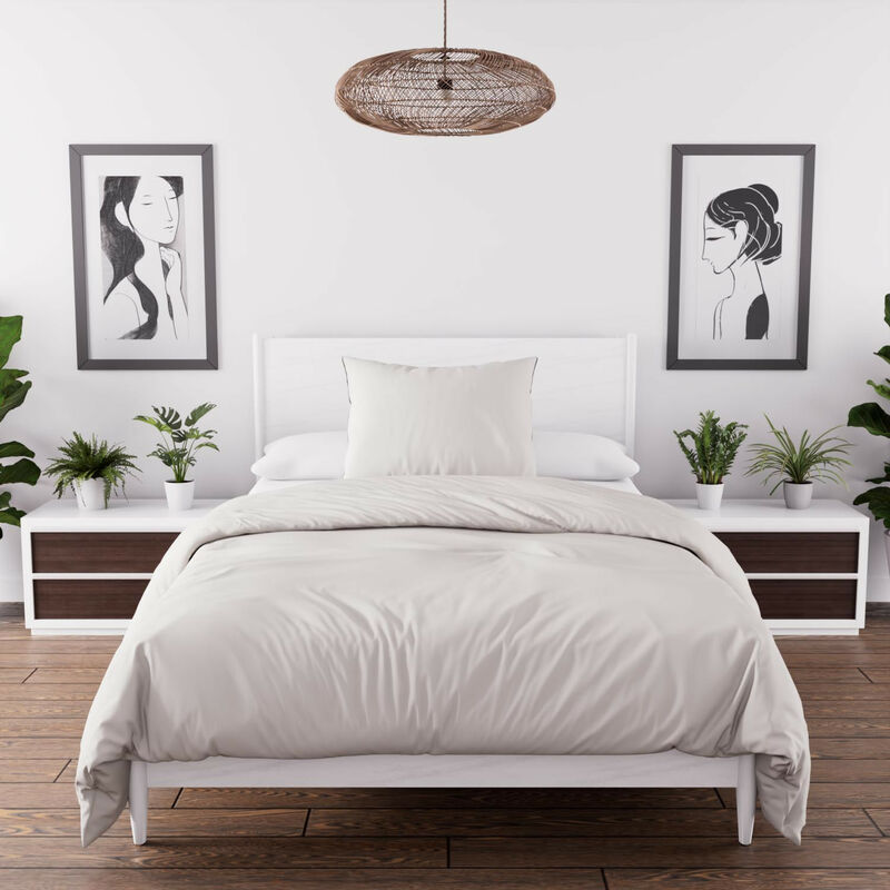 Parure housse de couette en microfibre lavée 140x200 cm boheme lin, par Soleil d'Ocre