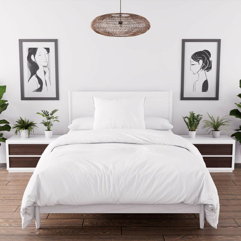 Parure housse de couette en microfibre lavée 140x200 cm boheme blanc, par Soleil d'Ocre