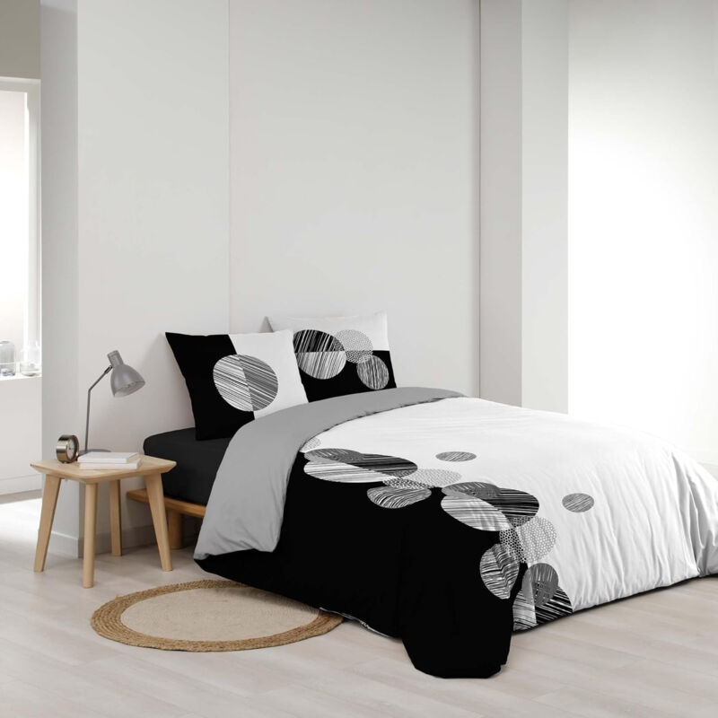 Douceur D'intérieur - Parure de couette imprimée 260 x 240 cm + 2 taies 100% coton 57 fils Stormi