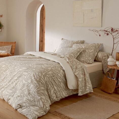 Parure de couette imprimée graphique Beige 260x240 cm