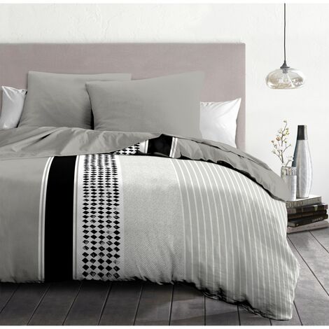 Parure de couette microfibre 220 x 240 cm - MIMOSA NOIR
