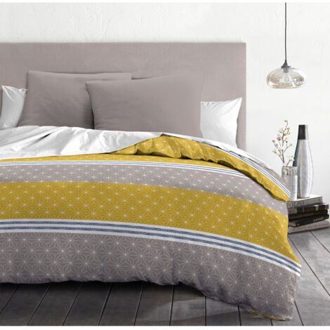Parure de couette microfibre gris 220 x 240 cm - OPHRYS