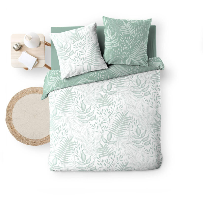 Parure de Couette Réversible 240 x 220 cm – Coton 57 fils Cassia Sauge