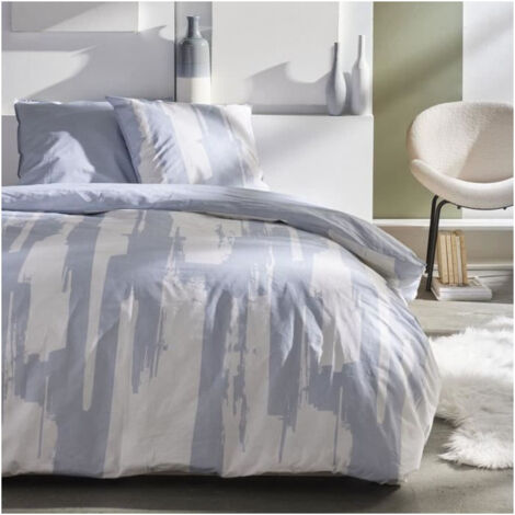 Parure de couette TODAY Sunshine 220x240 cm coton 100% 57 fils 2 personnes gris bleu écru crème