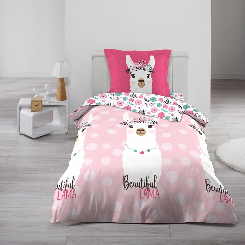 Douceur D'intérieur - Parure de Drap + 1 taie d'oreiller Beautiful Lama