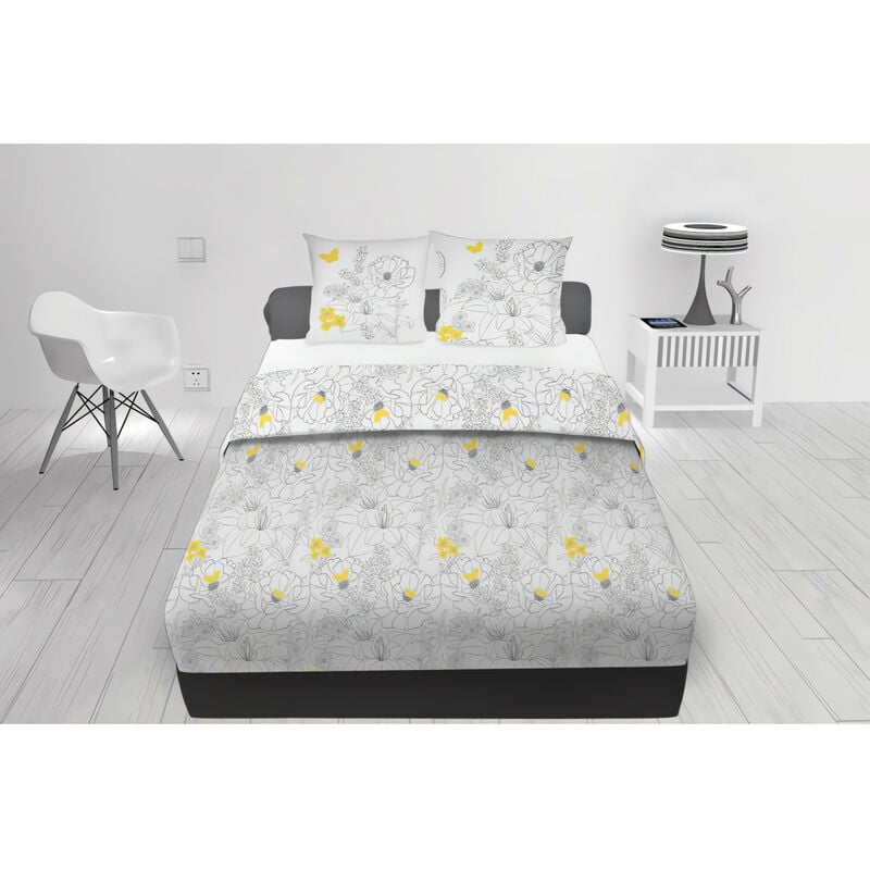 Soleil D Ocre - Parure de draps 260x300 cm en coton 57 fils lisa Blanc, par Soleil d'ocre