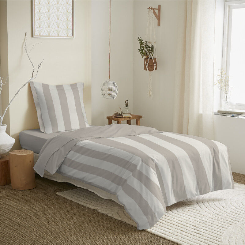 Coton Pur - Parure de draps 3 pièces pour lit 90 x 190 cm Deauville beige