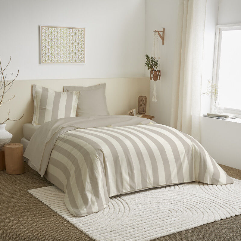 Parure de draps 4 pièces pour lit 140 x 190 cm Deauville beige