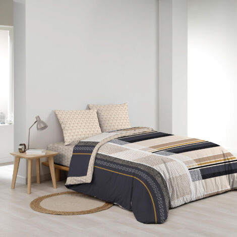 Parure de draps 4 pièces réversible – 100 % coton – Imprimé 42 fils/cm² Romeo