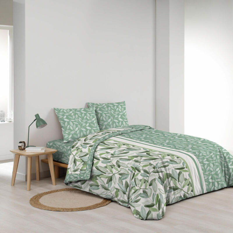 Douceur D'intérieur - Parure de draps 4 pièces réversible – 100 % coton – Imprimé 42 fils/cm² Eleonore