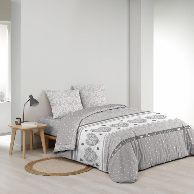 Parure de draps 4 pièces réversible – 100 % coton – Imprimé 57fils/cm² Lova Parure de draps 4 pièces réversible – 100 % coton – Imprimé 57fils/cm² Lova