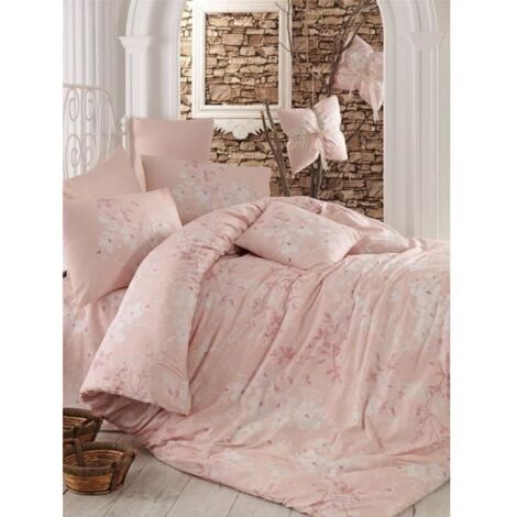 Parure de lit - 1 housse de couette 220 x 240 cm + 2 taies d'oreiller 60 x 60 cm - 100% coton renforcé - Rose
