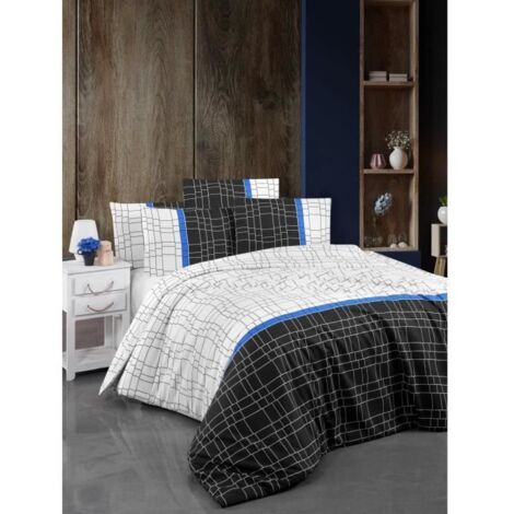 Parure de lit - 1 housse de couette 220 x 240 cm + 2 taies d'oreiller 60 x 60 cm - 65% coton, 35% polyester - Blanc