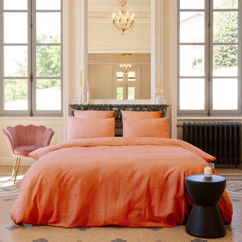 Parure de lit coton poppy effet gaufré Seersucker Taie 50x70 cm 260x240 cm