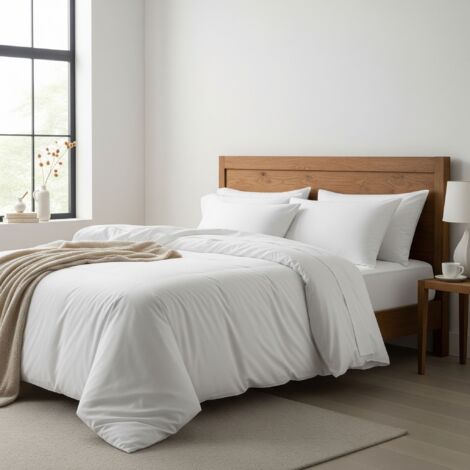Parure de lit 140x200 100% coton blanc Terre de Nuit