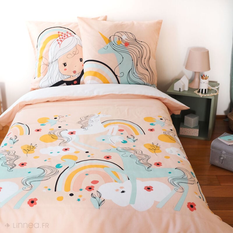 Parure de lit 140x200 cm mixte lola rose