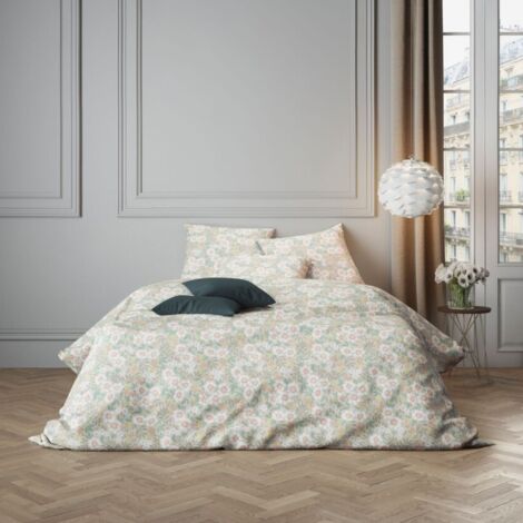 Parure de lit 140x200 satin greige Terre de nuit Cynor
