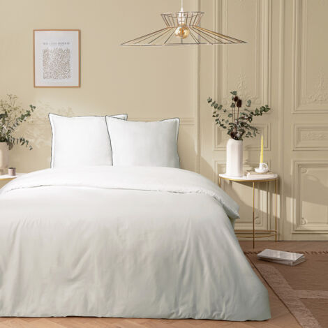 Parure de lit 2 personnes en satin de coton unie 260x240cm