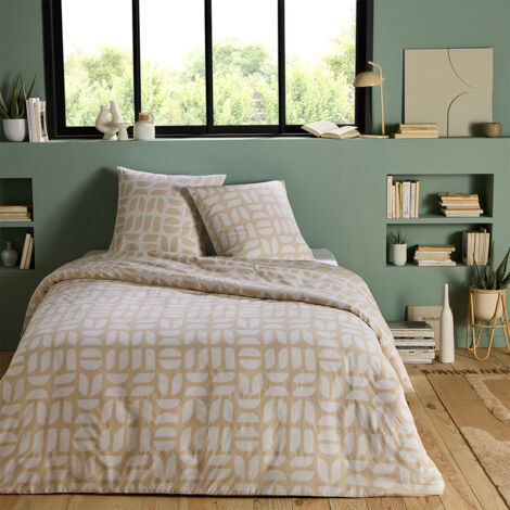 Parure De Lit 3 Pièces – Housse De Couette 90x190 Cm + 2 Taies – Jaune Géométrique, Polycoton