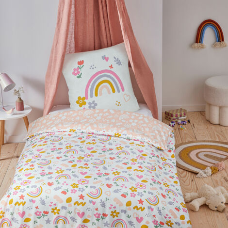 Parure De Lit Enfant Fille 140x200 Cm MATT & ROSE - 100% Coton OEKO-TEX - Imprimé Réversible Sweet Dreams