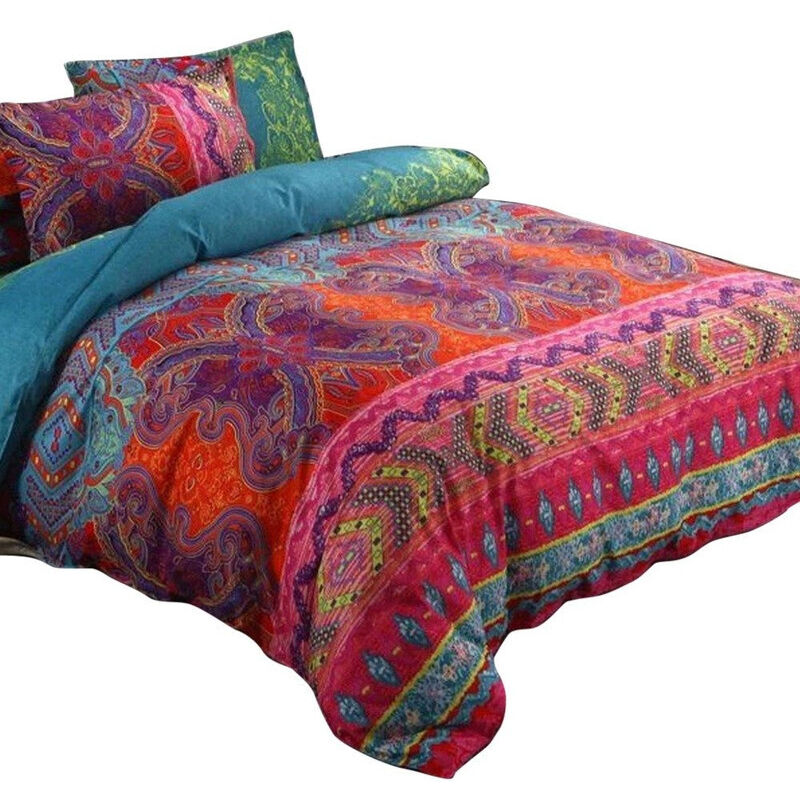 Parure de lit 2 pièces style bohème – Housse de couette 135x200 cm avec motifs rayés et romantiques – Confort et décoration chaleureuse