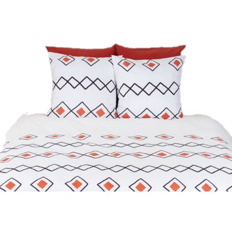 Parure de lit 2 places en microfibre motifs ethniques losanges AGOURA