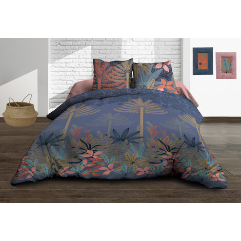 Parure de lit 220x240 cm – Housse de couette + 2 taies – 100% coton – Tissage serré 57 fils/cm² – Fermeture boutons pression – Le Linge De Jules