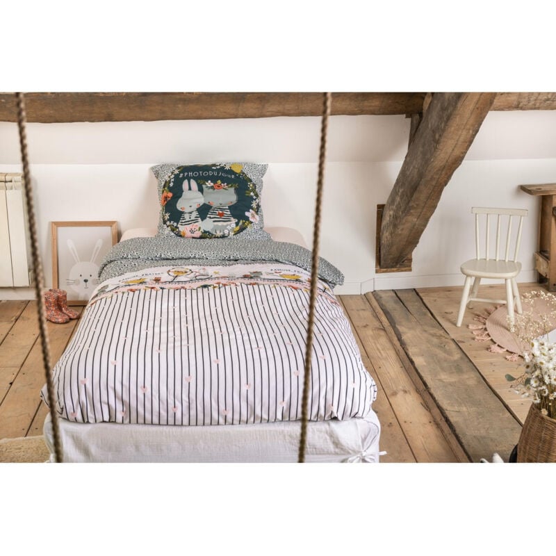 L'effet Papillon - Parure de Lit 240 x 220 cm + 2 Taies d'Oreiller – coton 57 fils Jardinage