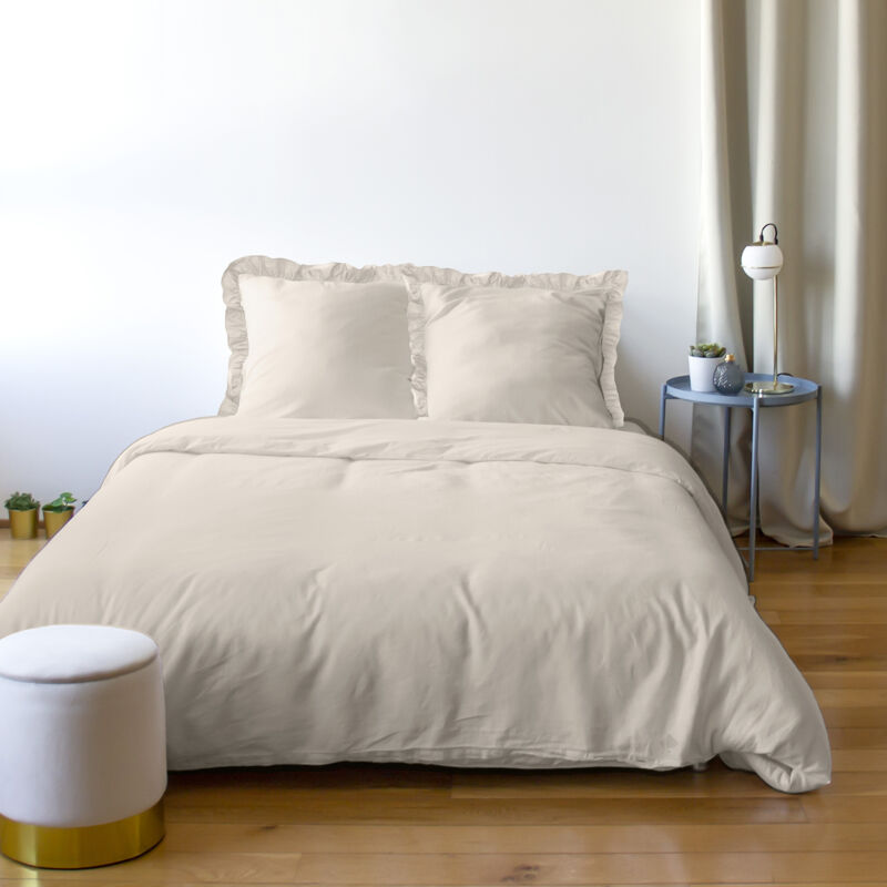 Parure de lit falbala polyester microfibre Taie 63x63 cm 260x240 cm