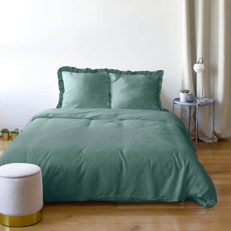 Parure de lit falbala polyester microfibre Taie 63x63 cm 260x240 cm