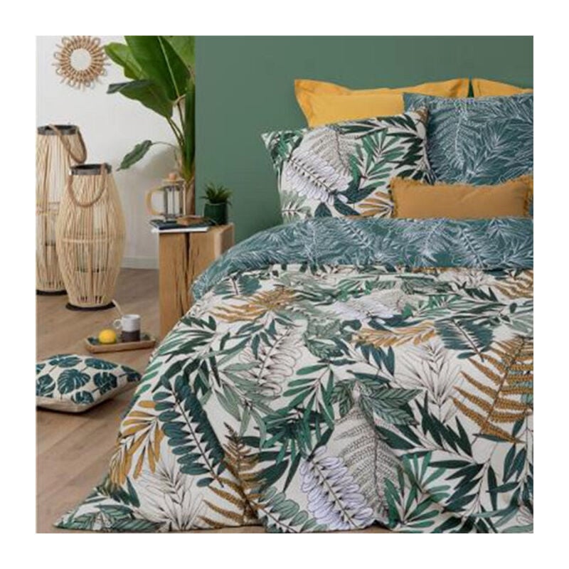 Parure de Lit 3 Pièces "Tropik" 260x240cm Vert