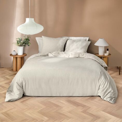 Parure de Lit 3 Pièces (240 x 220 cm) Azura Naturel, Microfibre Fils Teints