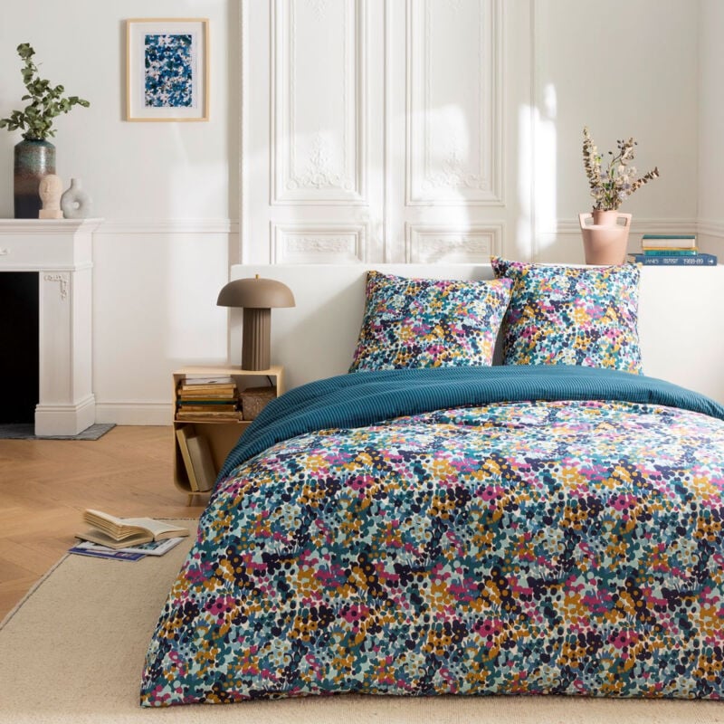 Future Home - Parure de lit 3 pièces Adulte 2 personnes en coton 57 fils imprimé multico Set de Housse de couette 240x220cm +2 Taies d'oreiller 63x63