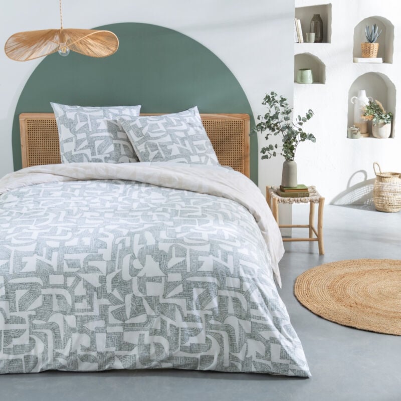 Future Home - Parure de lit 3 pièces Adulte 2 personnes géométrique abstrait réversible Set de Housse de couette 260x240cm +2 Taies d'oreiller 63x63